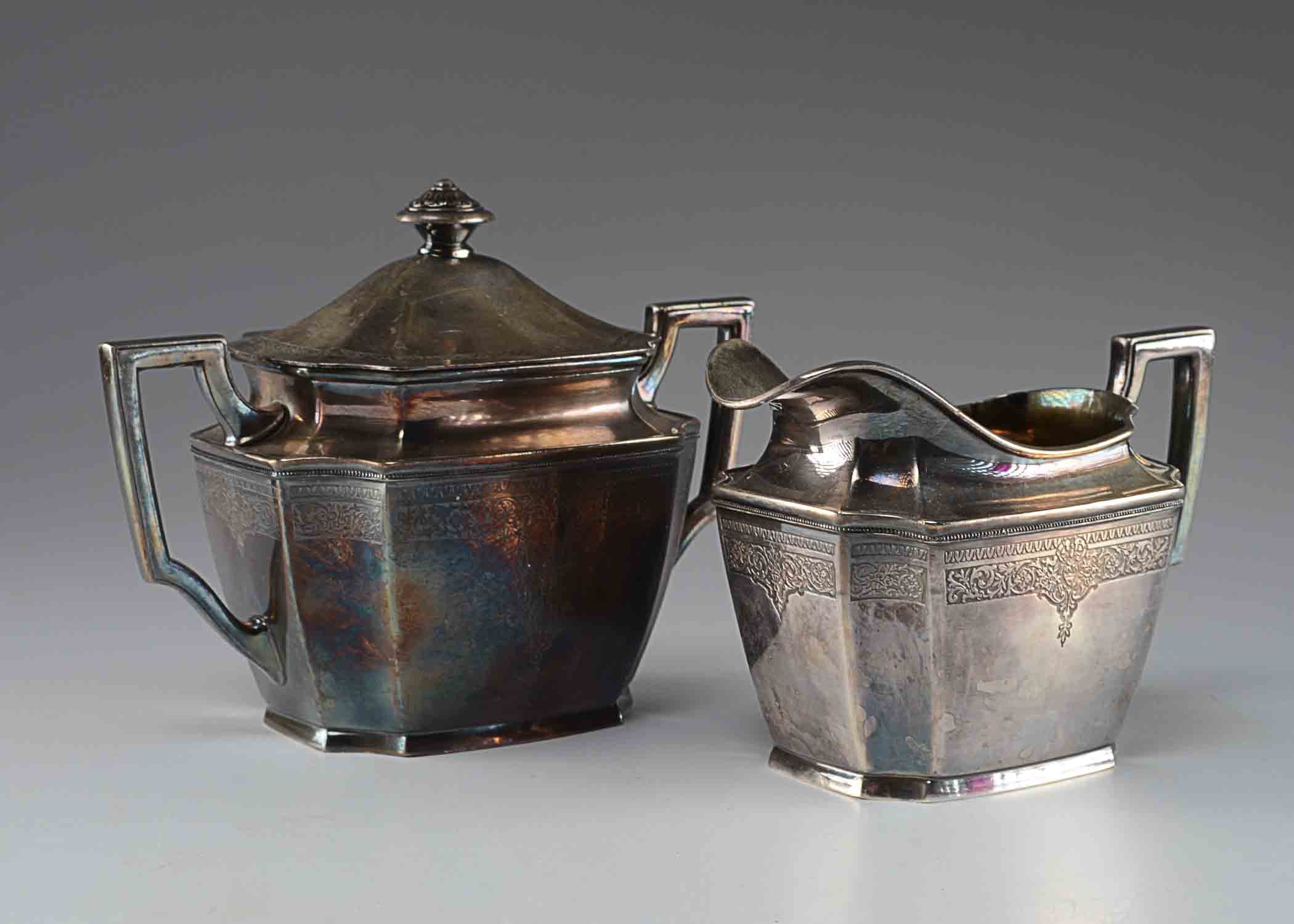 Ancestral Pattern Rogers Bros Silver Plate Cream and Sugar