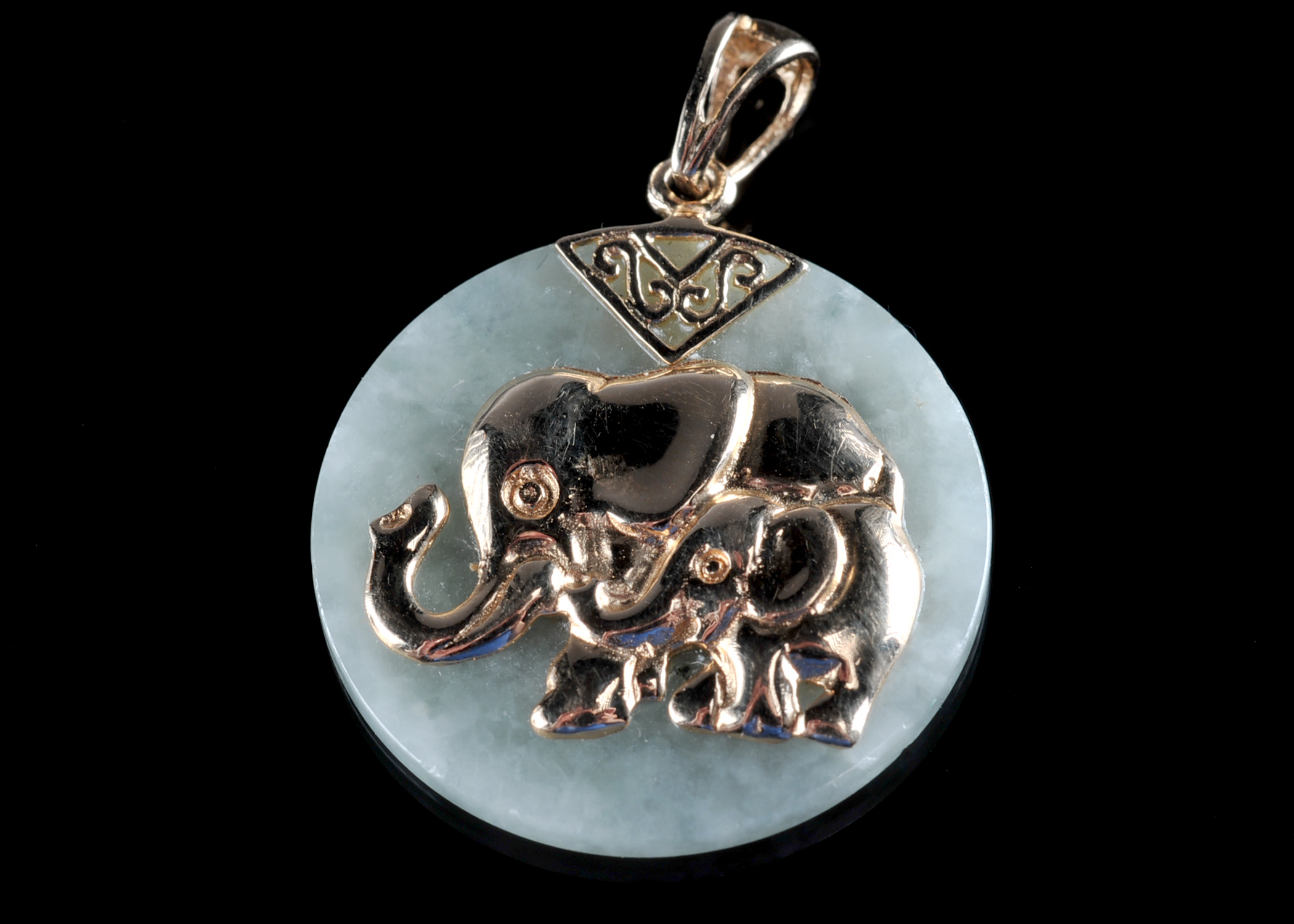 Jade & 14kt Lucky Elephant Pendant