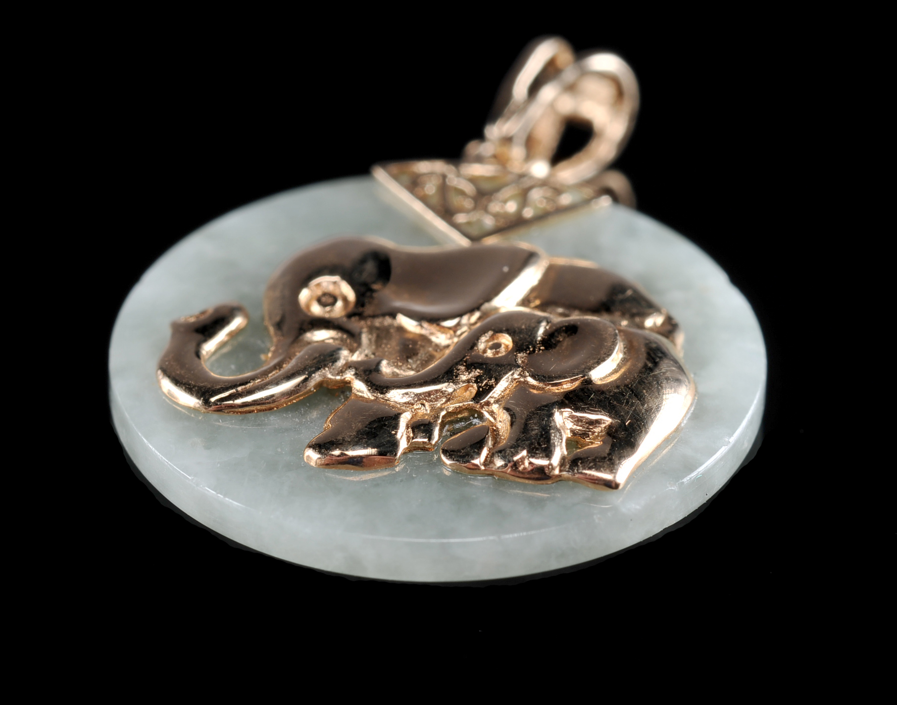 Jade & 14kt Lucky Elephant Pendant