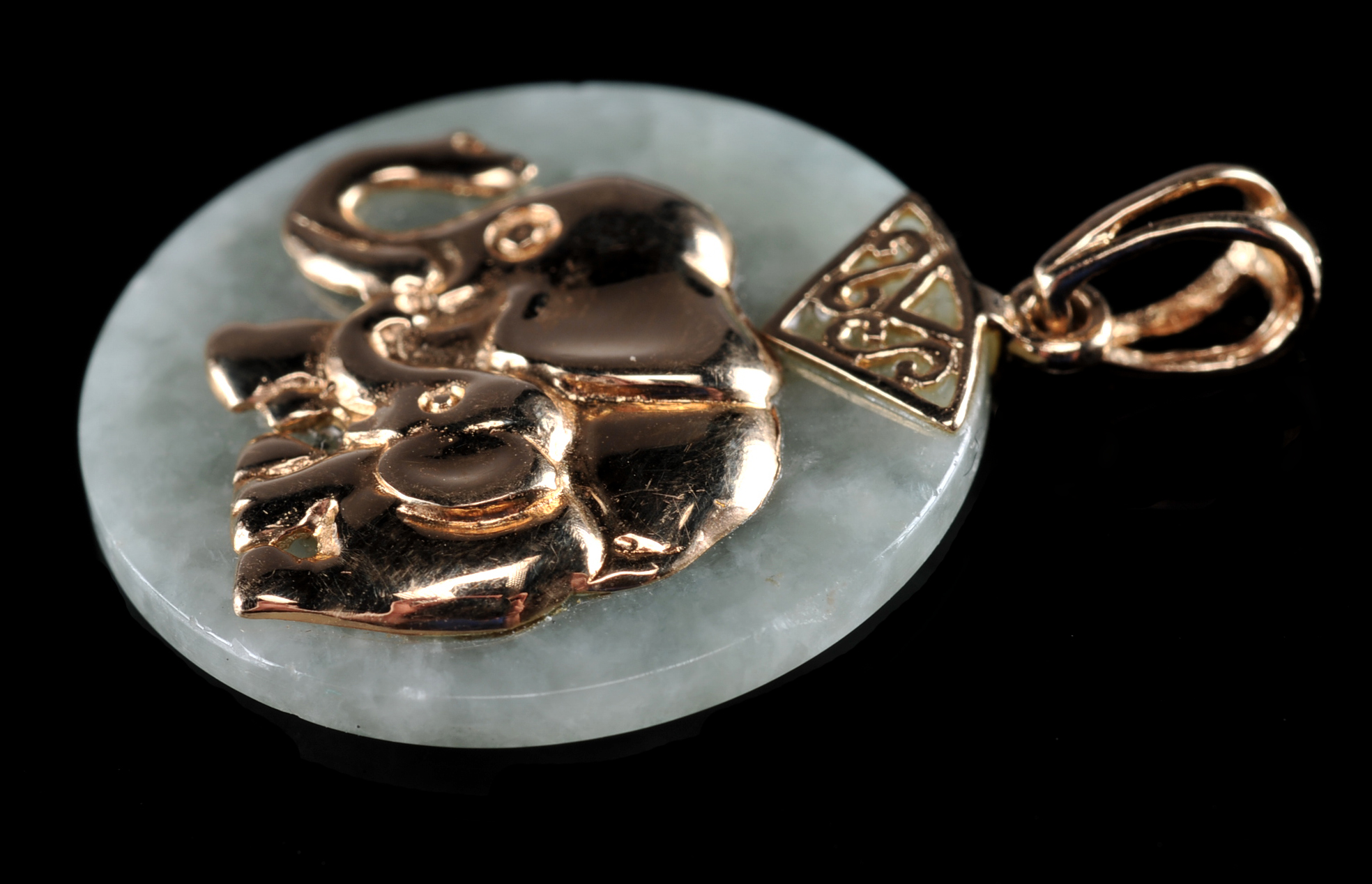 Jade & 14kt Lucky Elephant Pendant