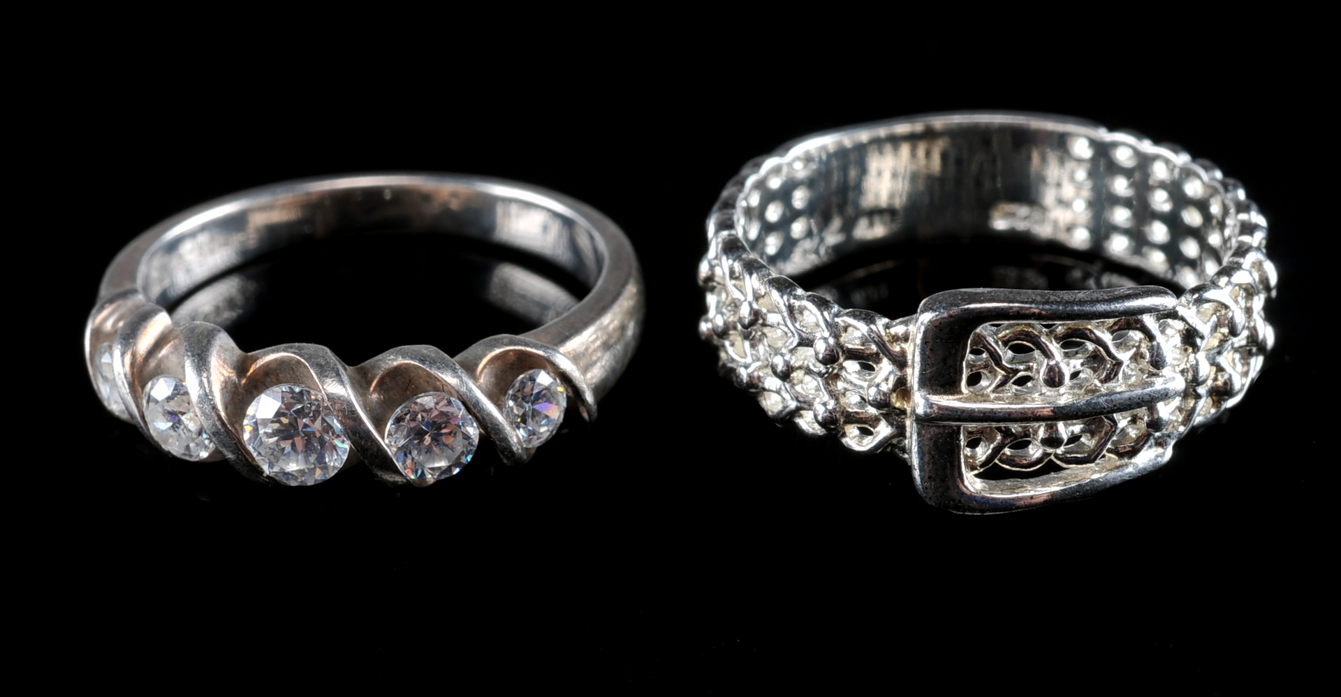 Set of 5 Sterling Silver Rings with Stones