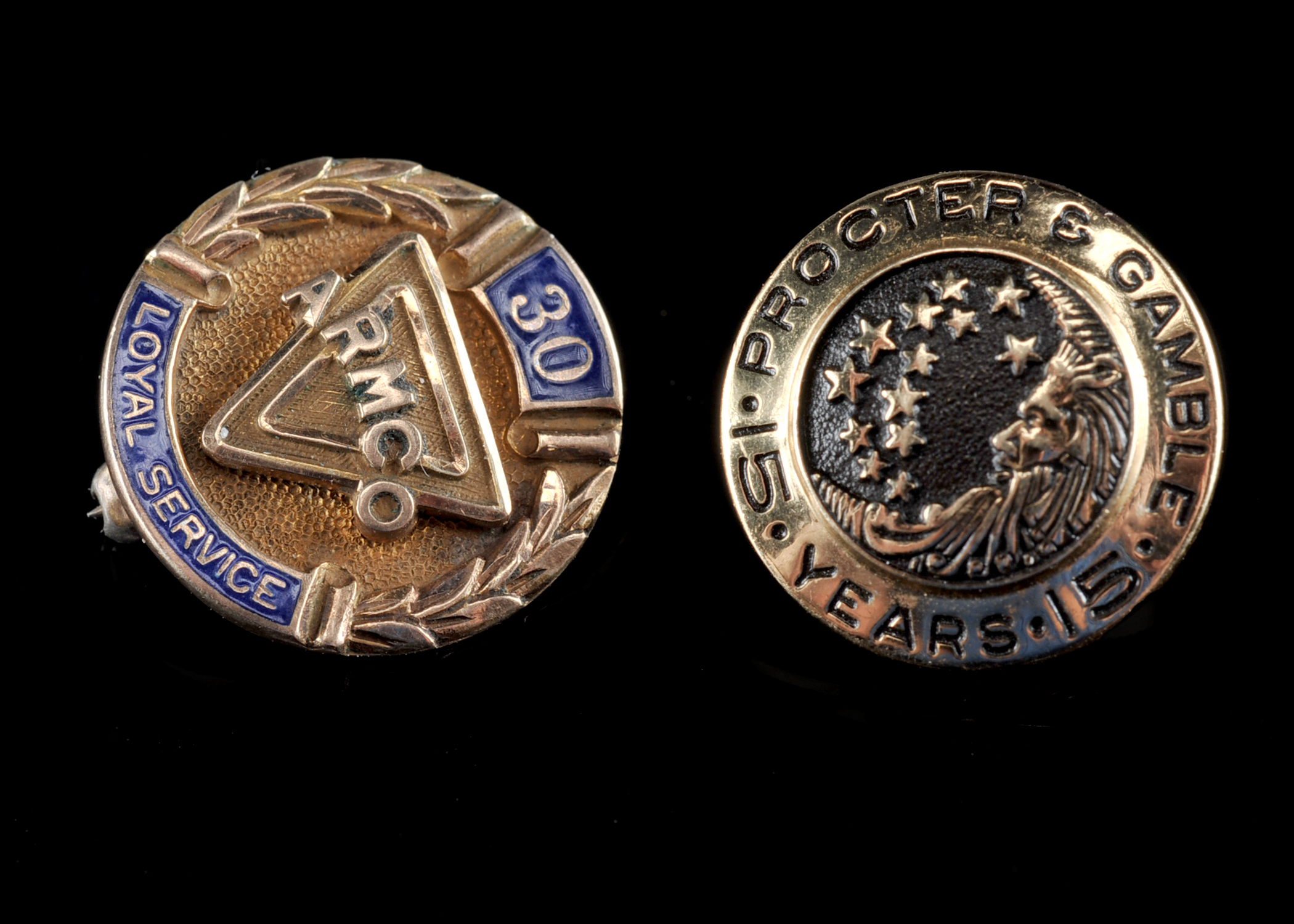 Pair of 10kt Tie Pins P&G and Armco