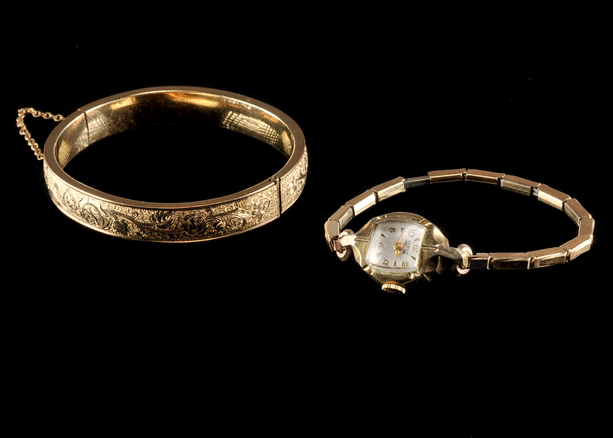 Gold Filled Bangle Bracelet & Ladies Watch