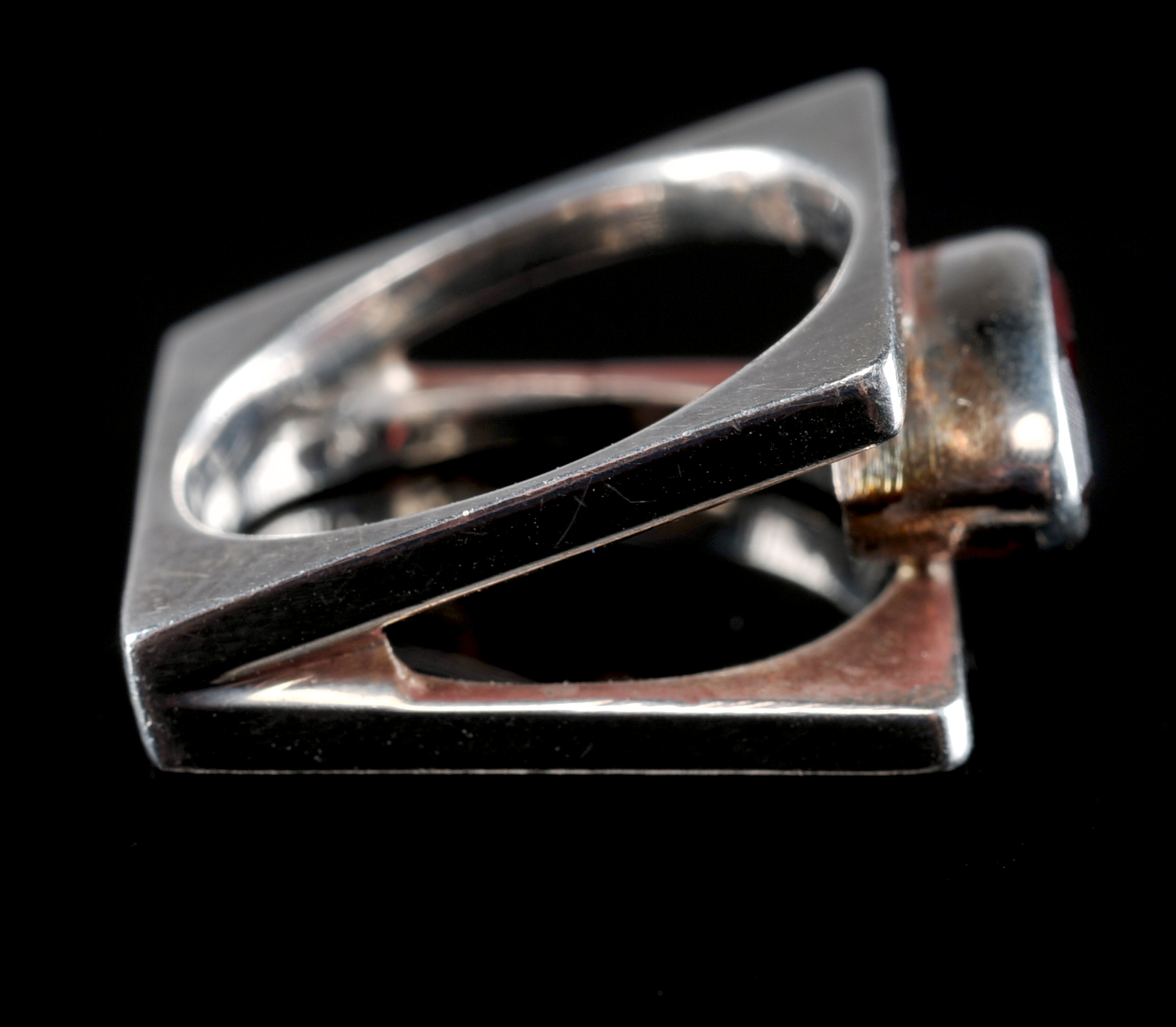 Contemporary Sterling Silver Garnet Ladies Ring