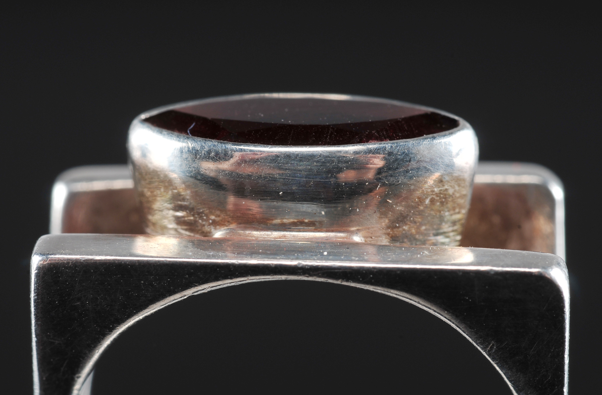 Contemporary Sterling Silver Garnet Ladies Ring