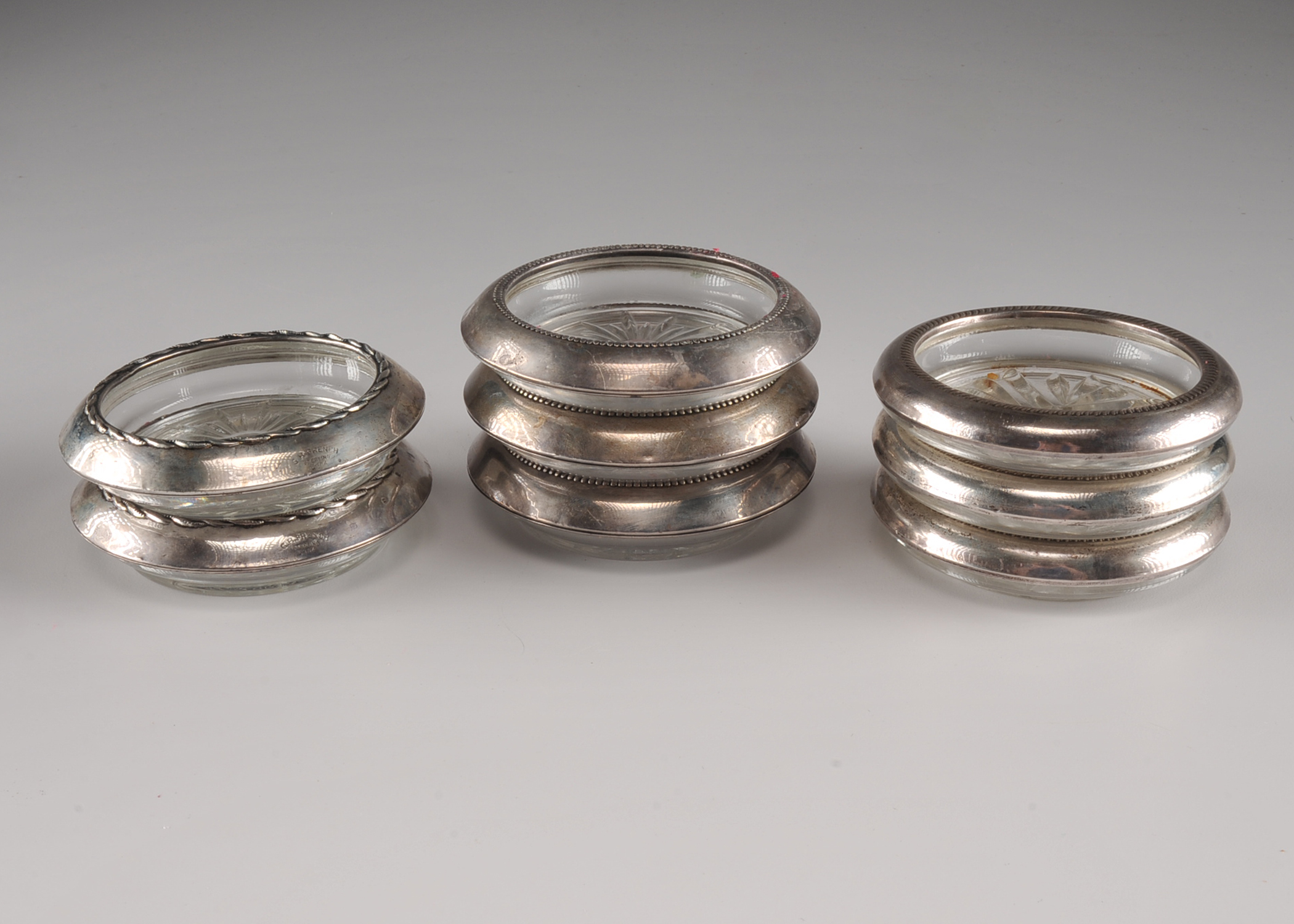 Sterling Silver and Glass Coasters