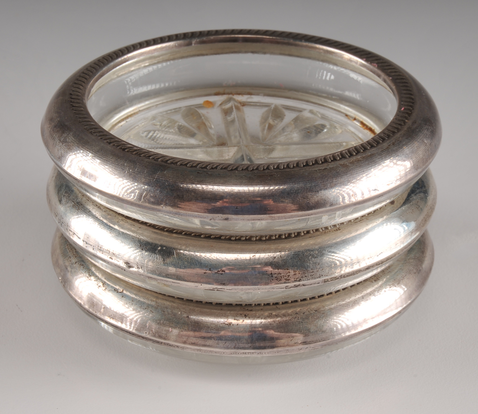 Sterling Silver and Glass Coasters