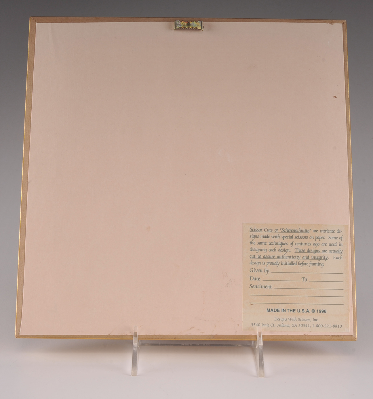 Scissor Cut Artwork Framed in Gold Frame