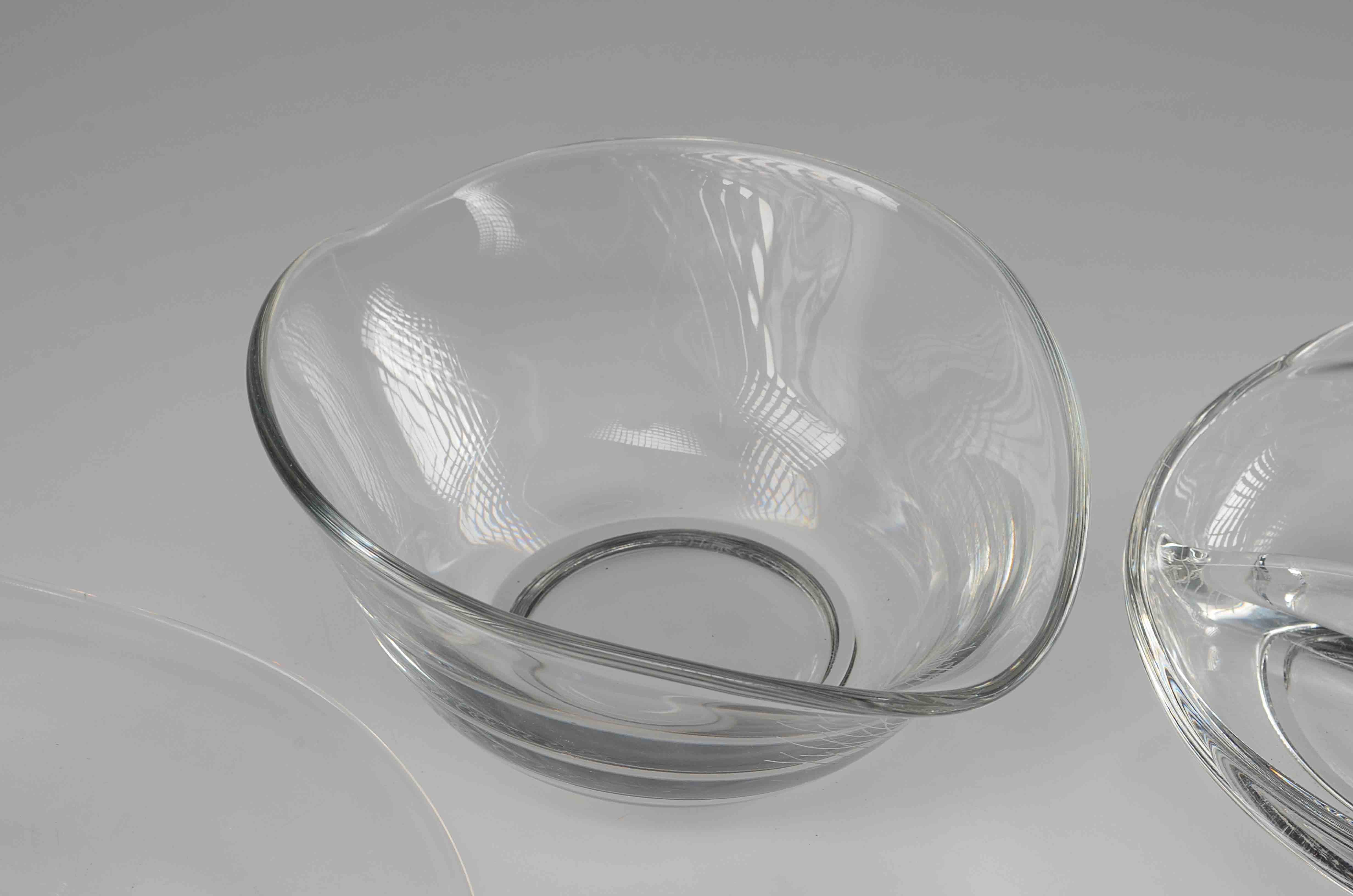A Trio of Modern Crystal Glass Bowls