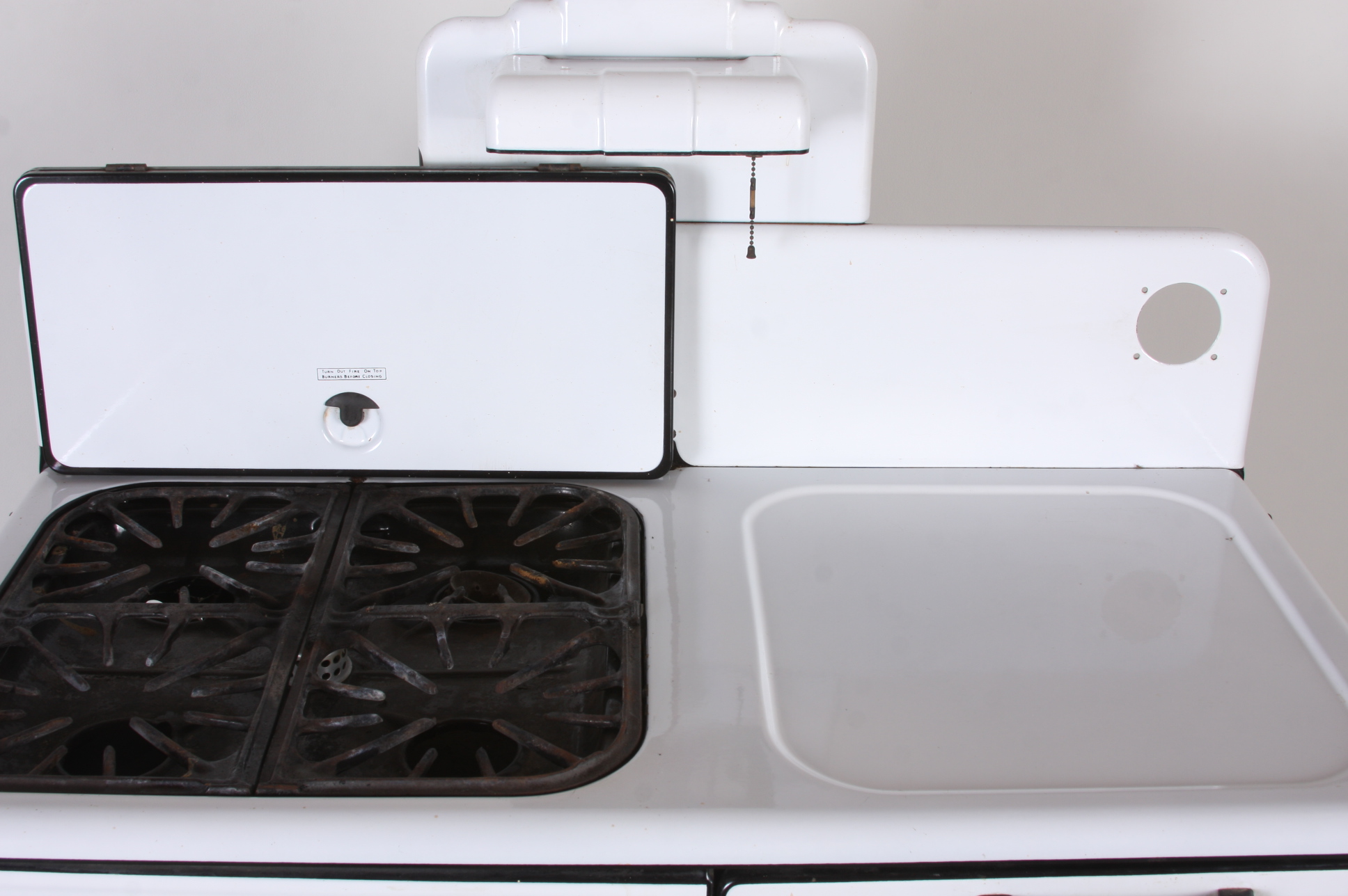 1940's Magic Chef gas stove in black and white 