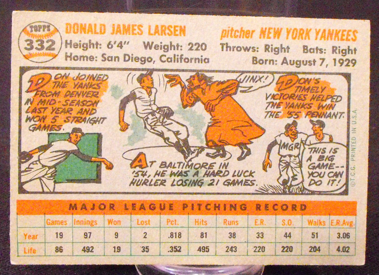 1956 Topps New York Yankees (4) Card Lot