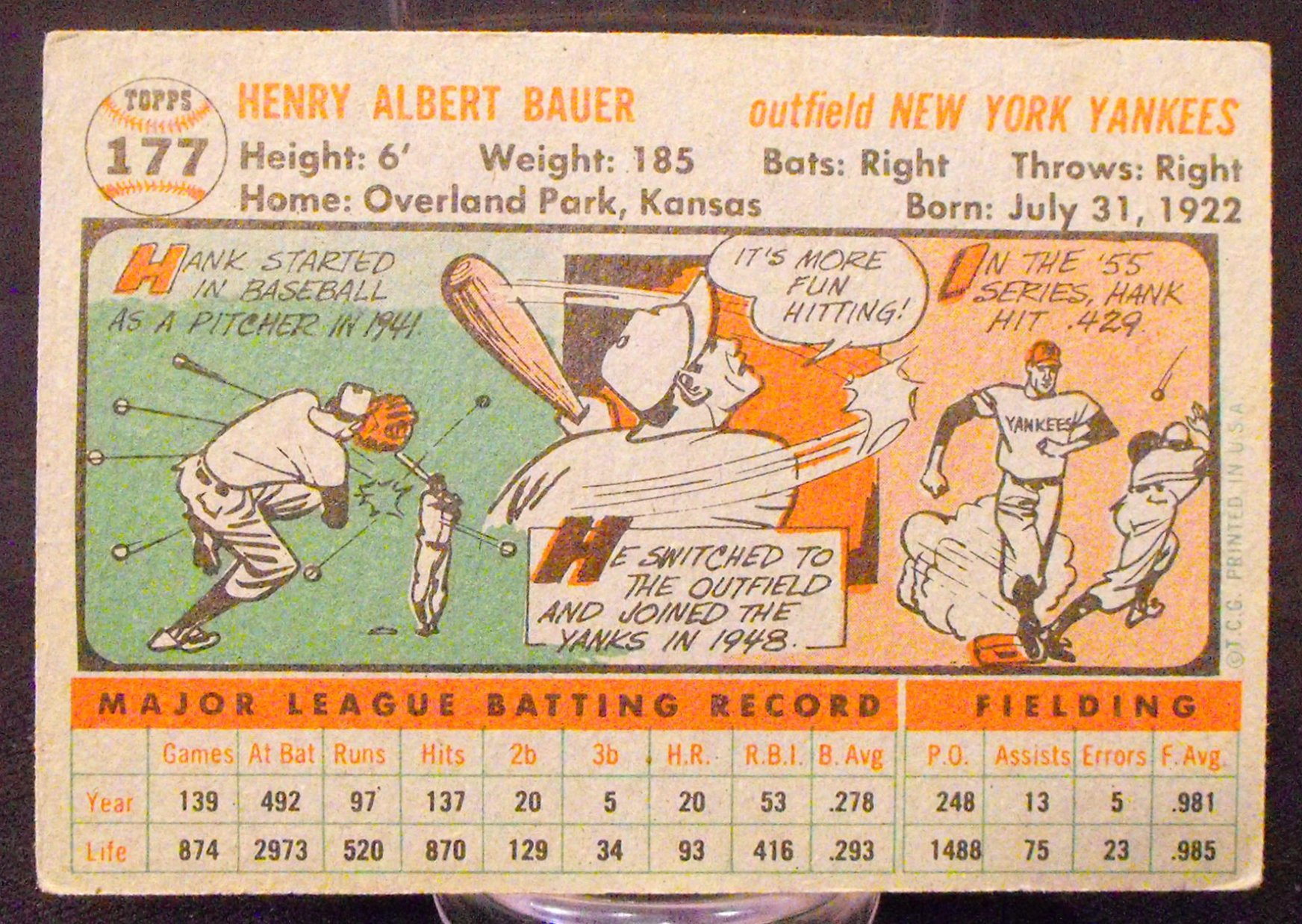 1956 Topps New York Yankees (4) Card Lot