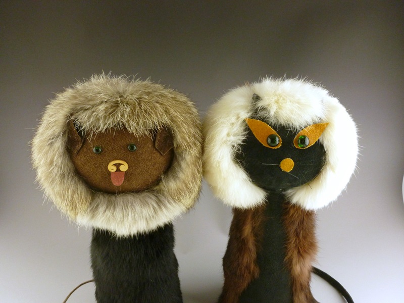 Vintage Souvenir Animals with Rabbit Fur