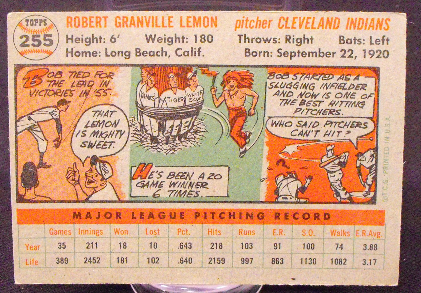 (3) 1956 Cleveland Indians Topps Baseball Cards Score, Wynn, & Lemon