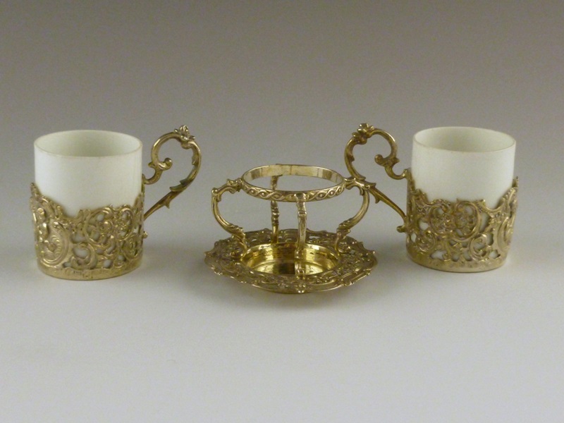 Antique Capodimonte Silver Cups