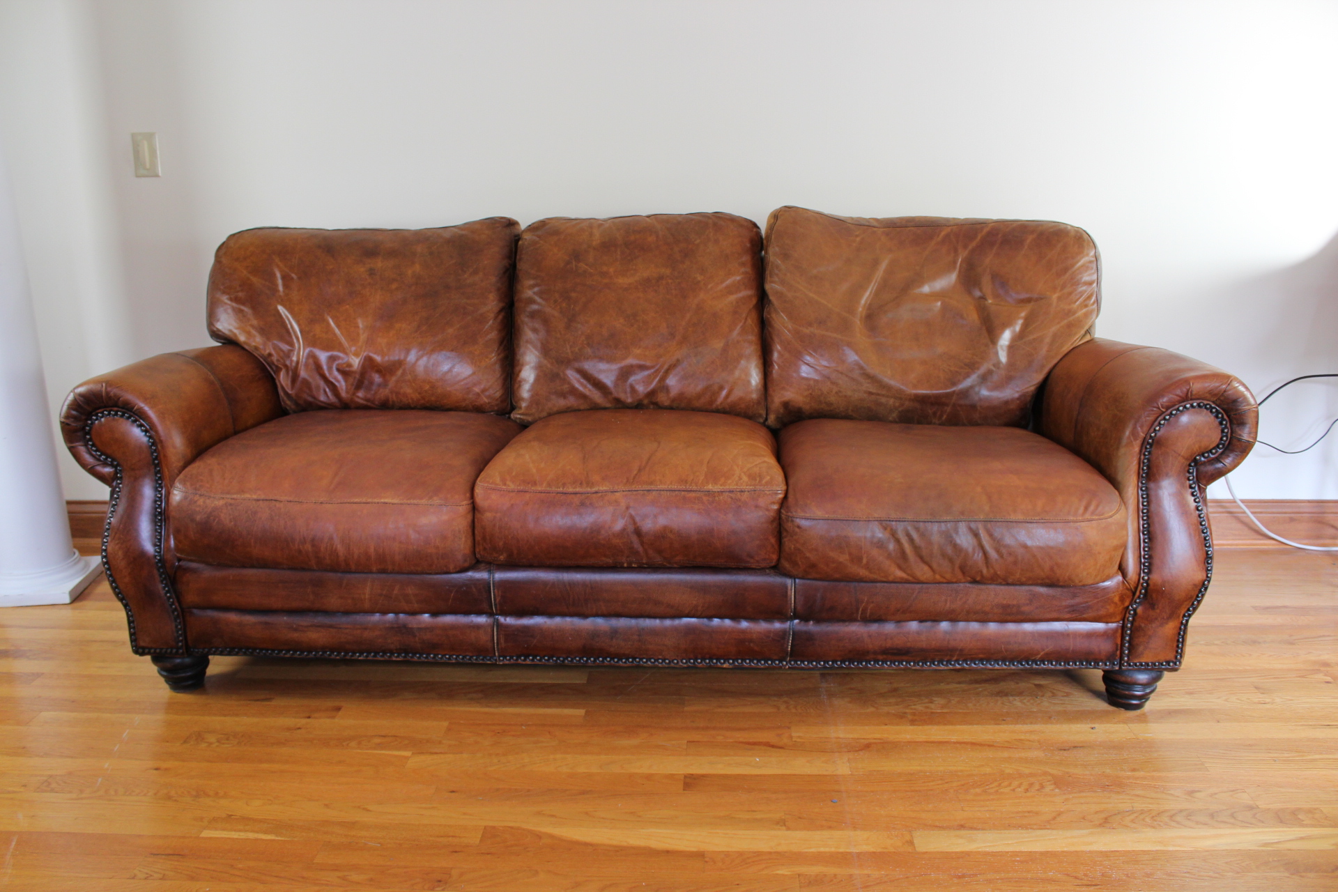 Distressed Whiskey Leather Sofa