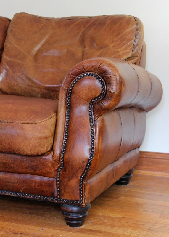 Distressed Whiskey Leather Sofa