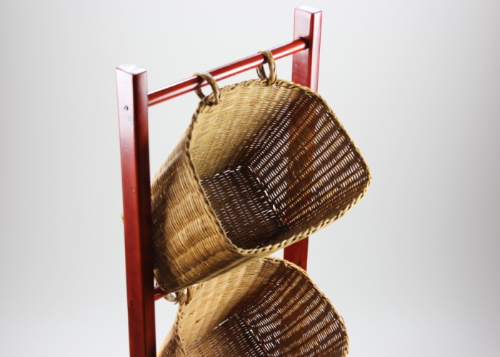 3-Tier Tilt Wicker Basket Storage Stand
