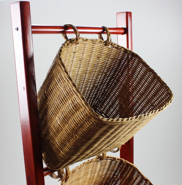 3-Tier Tilt Wicker Basket Storage Stand