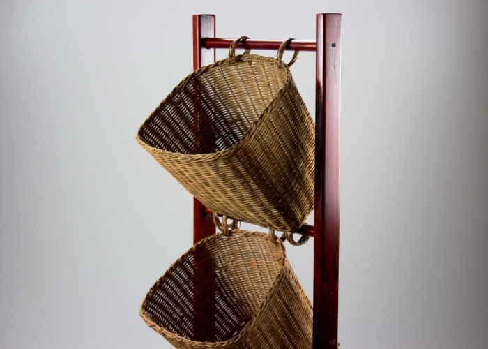 3-Tier Tilt Wicker Basket Storage Stand