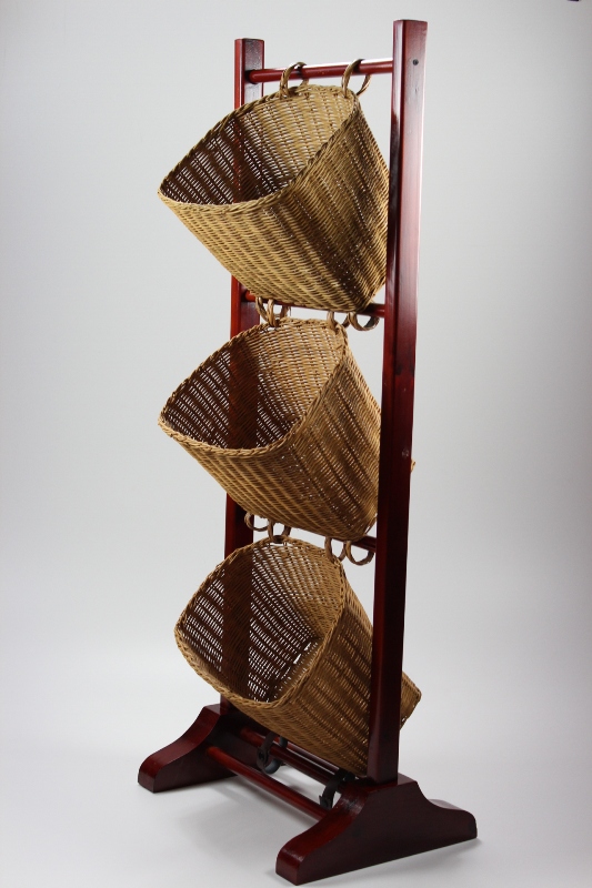 3-Tier Tilt Wicker Basket Storage Stand