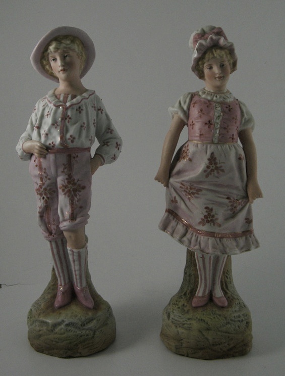 Antique German Bisque Figurine Pair