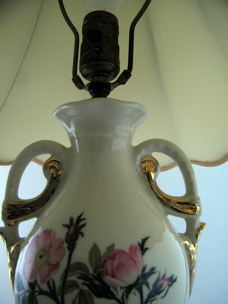 30's Floral Porcelain Table Lamp