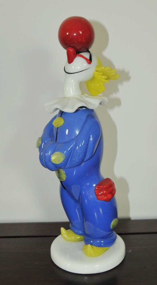 Murano Hand Blown Glass Clown Figurine