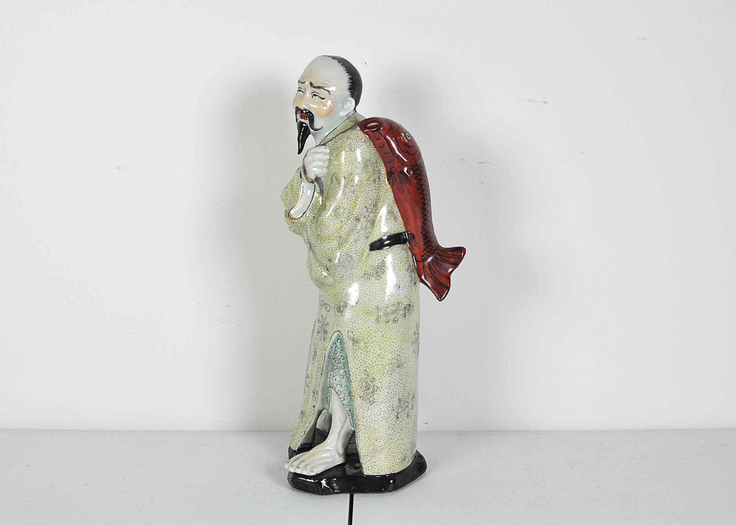 Chinese Ceramic Fisherman Figurine