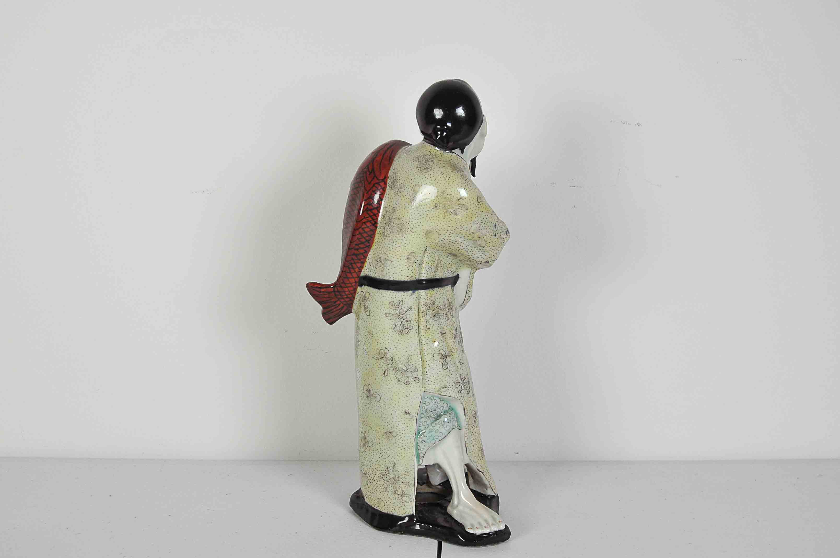 Chinese Ceramic Fisherman Figurine