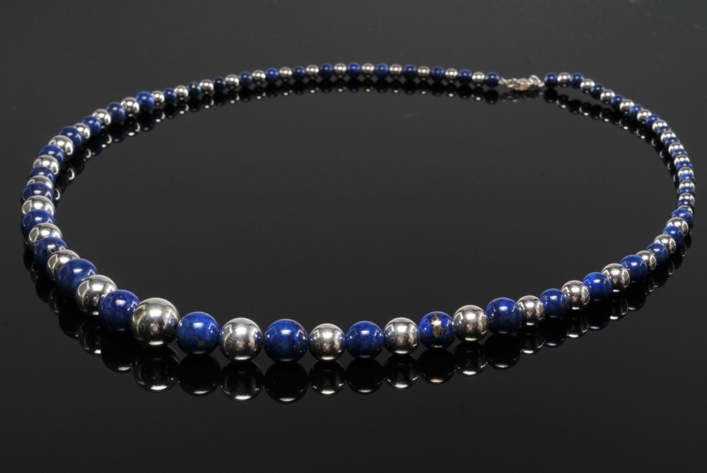 Sterling and Blue Lapis Necklace and Bracelet