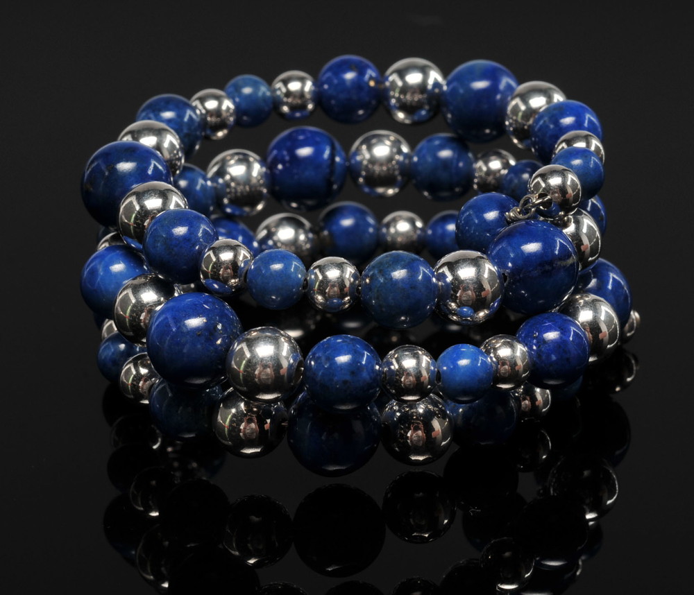 Sterling and Blue Lapis Necklace and Bracelet