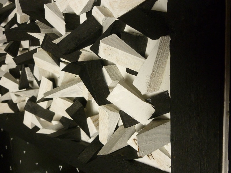Wood Block Black and White Sculpture