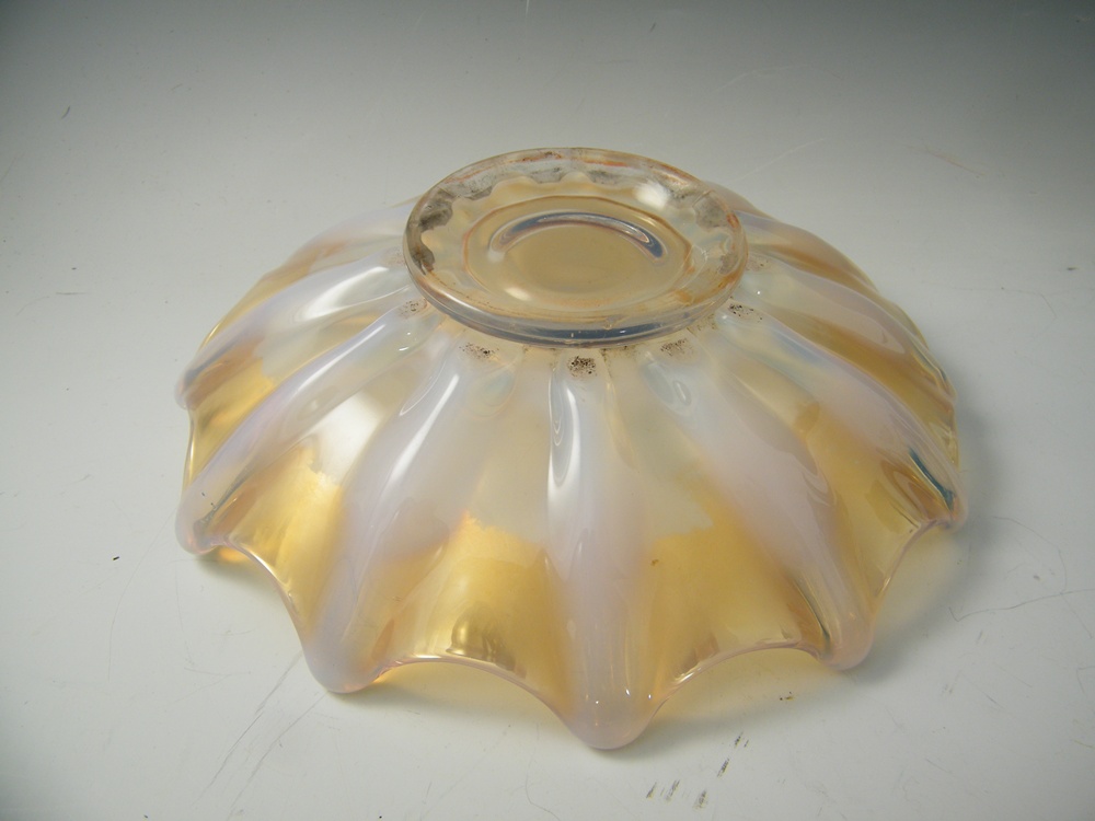 Carnival Glass Butter Dish, Opalescent Bowl and Glass Ladle