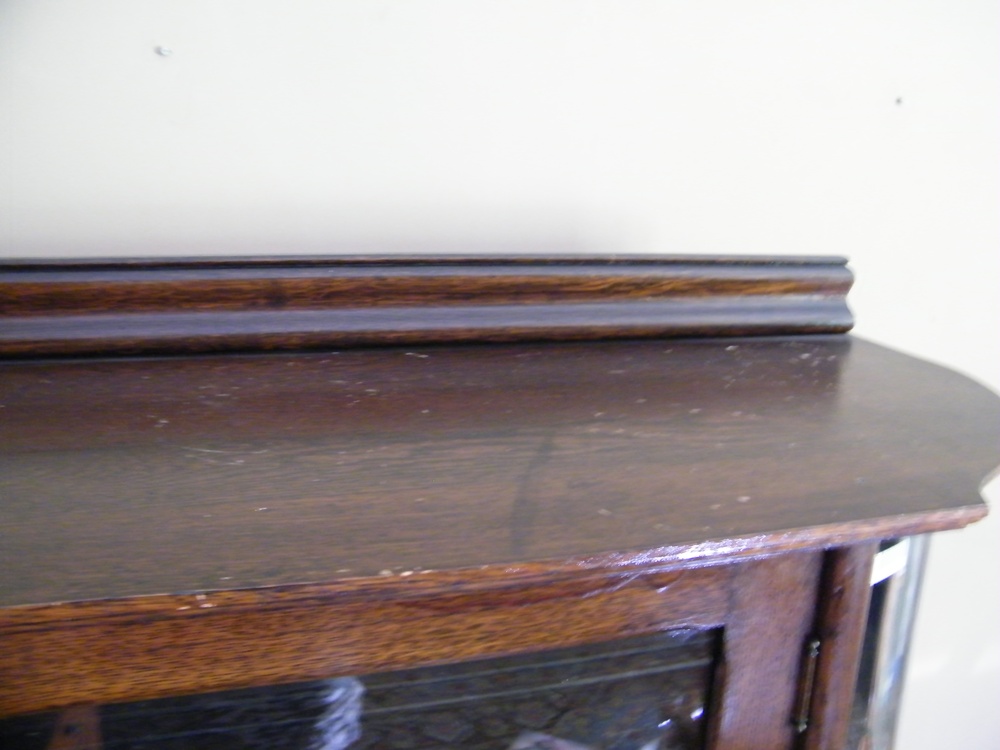 Golden Oak Curved Glass China Cabinet