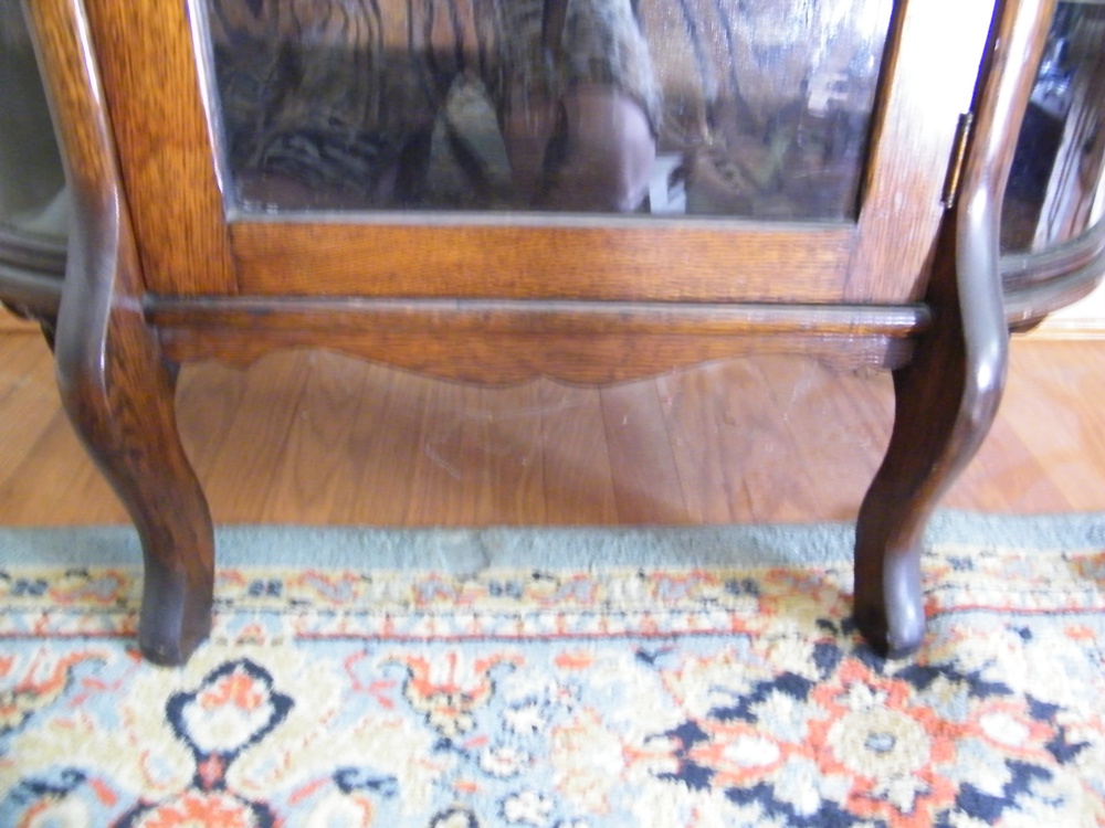 Golden Oak Curved Glass China Cabinet