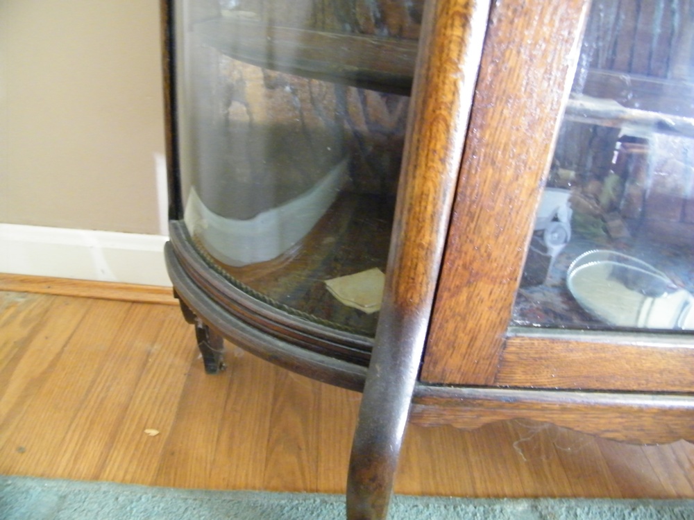 Golden Oak Curved Glass China Cabinet