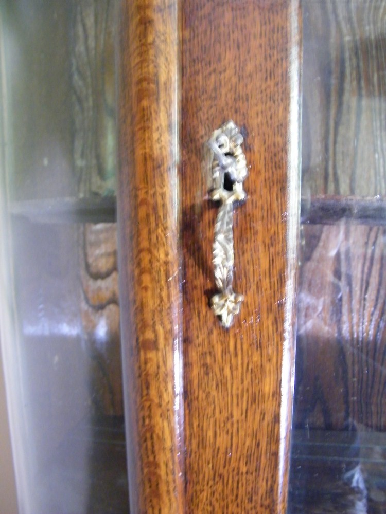 Golden Oak Curved Glass China Cabinet