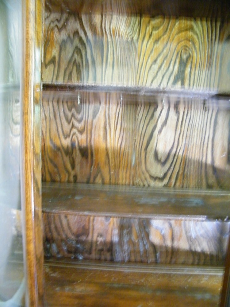 Golden Oak Curved Glass China Cabinet