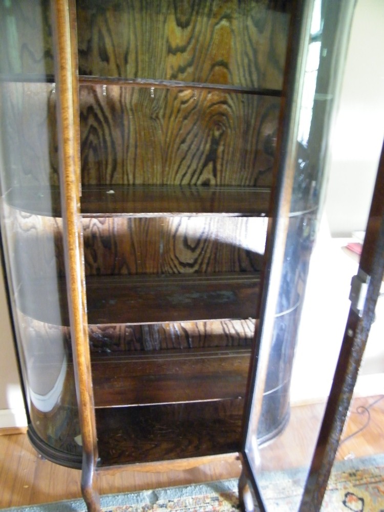 Golden Oak Curved Glass China Cabinet