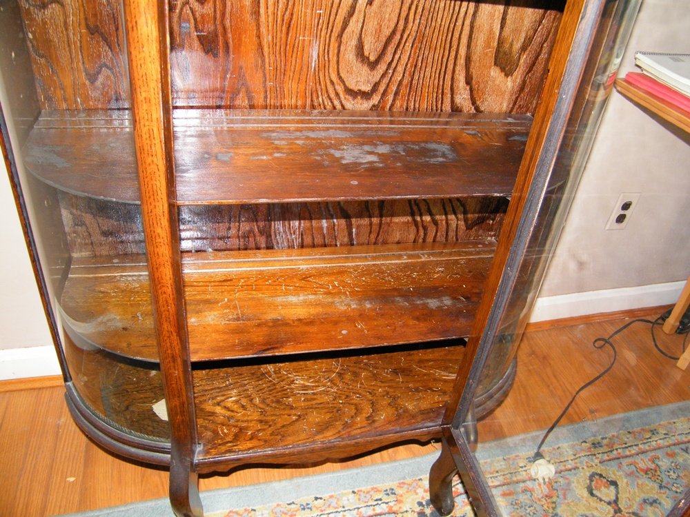 Golden Oak Curved Glass China Cabinet