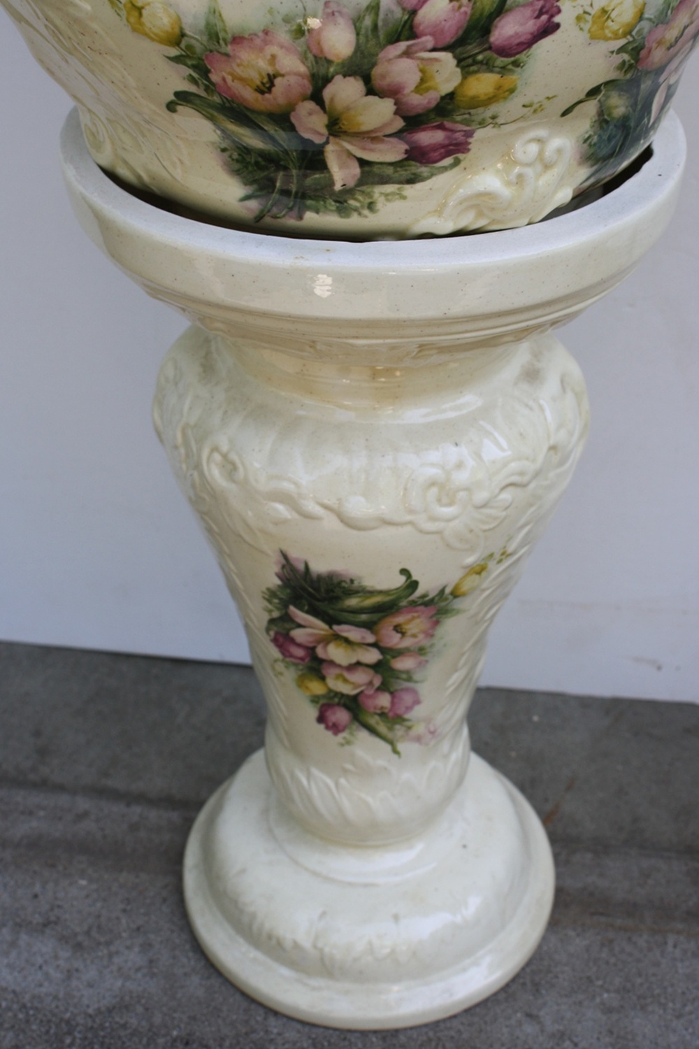 Ornate White Ceramic Jardiniere