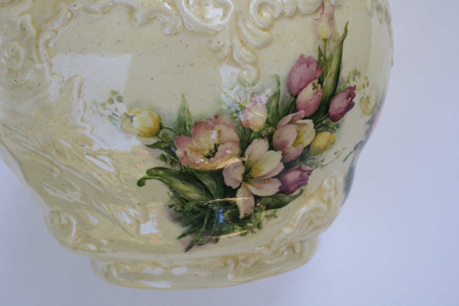 Ornate White Ceramic Jardiniere