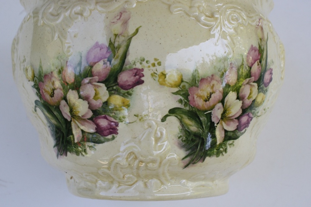 Ornate White Ceramic Jardiniere