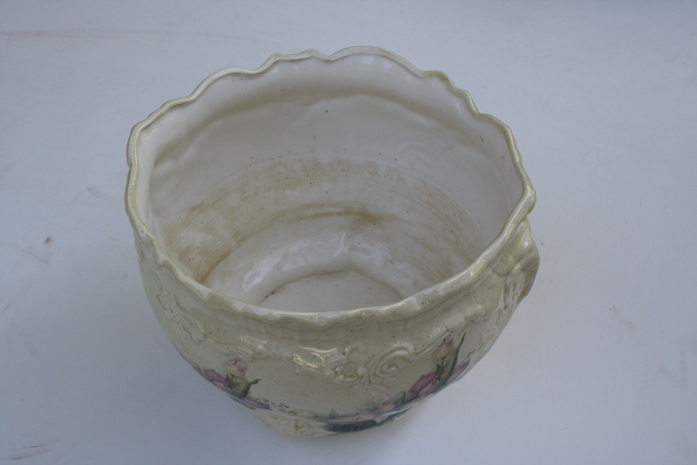 Ornate White Ceramic Jardiniere