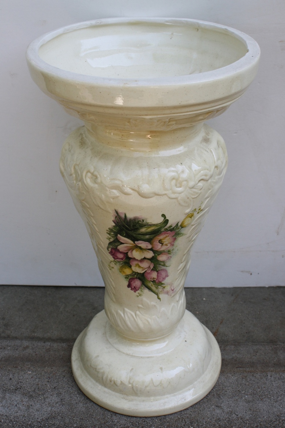 Ornate White Ceramic Jardiniere