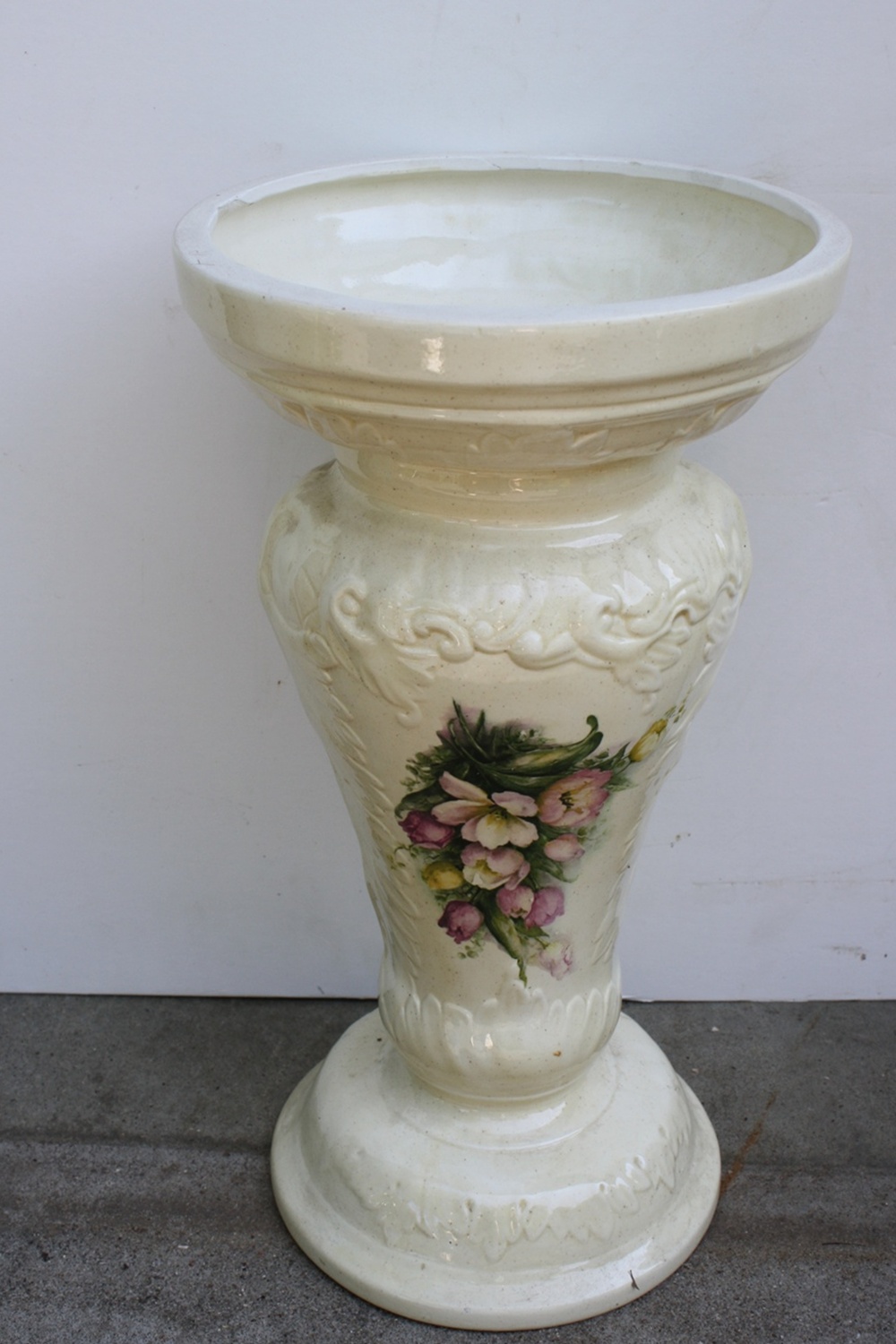 Ornate White Ceramic Jardiniere