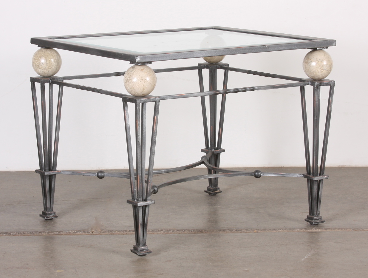 Modern Iron and Glass Side Table
