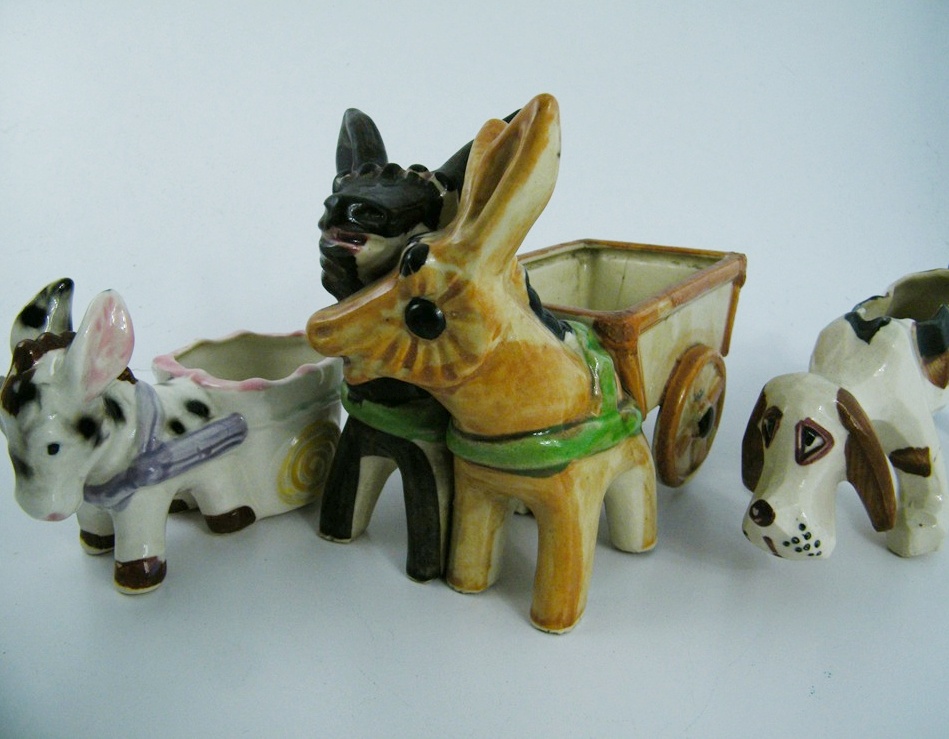 50's Japanese Dog and Donkey Planters