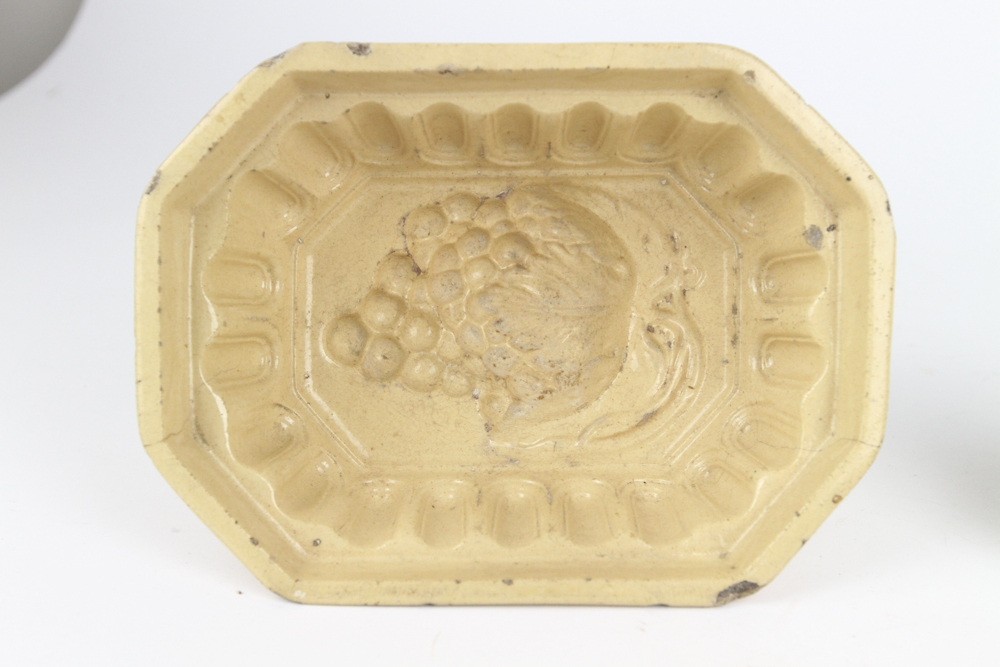 3 Yellow Ware Octogon Molds w/Grape Deisgn